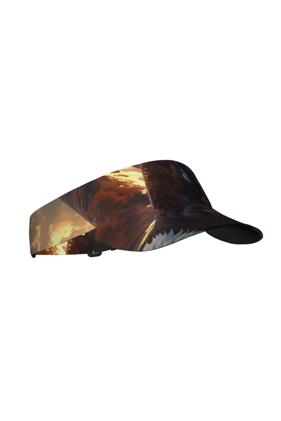 Golden Sky Bald Eagle Print Sun Visor Hat Golf Visor Adjustable Velcro Outdoor Sports Cap for Men Women