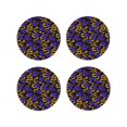 Kdxio Golden Snake And Purple Rose Funny Coasters,4 Pcs Leather