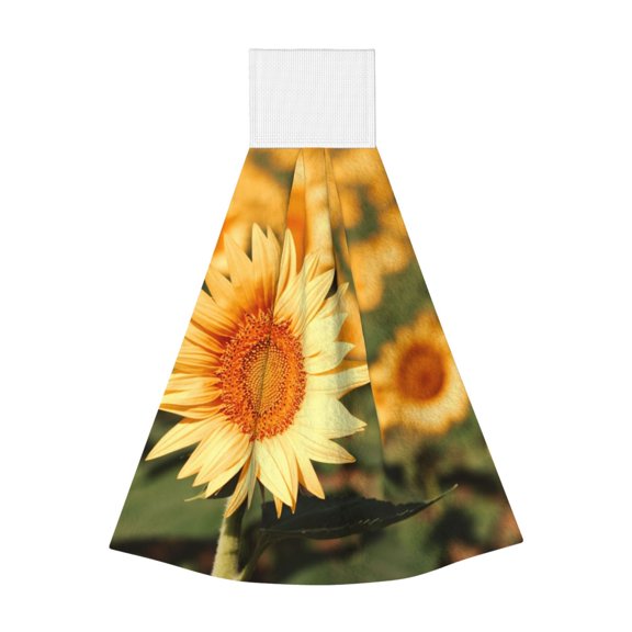 Kdxio Golden Sunflower In Field Hand Towel with Loop Hanging Towel Absorbent Tie Towels for Kitchen Tea Bar Bathroom Decor