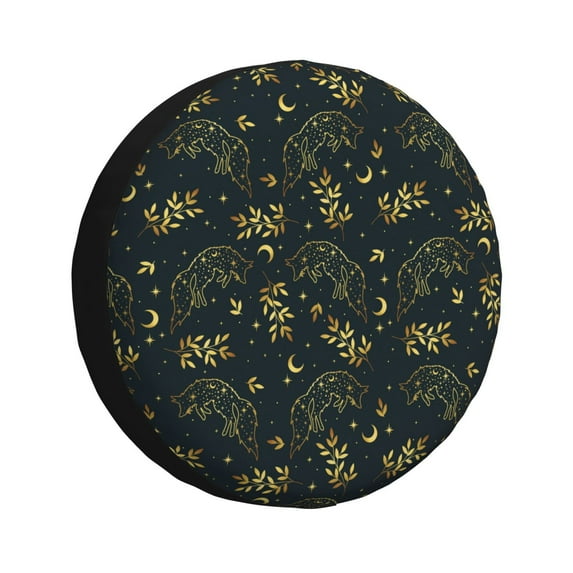 Kdxio Golden line fox for Tire Cover Wheel Protectors Tyre Covers Weatherproof Wheel Covers Universal Fit for Trailer Rv SUV Truck Camper Travel Trailers 15 inch