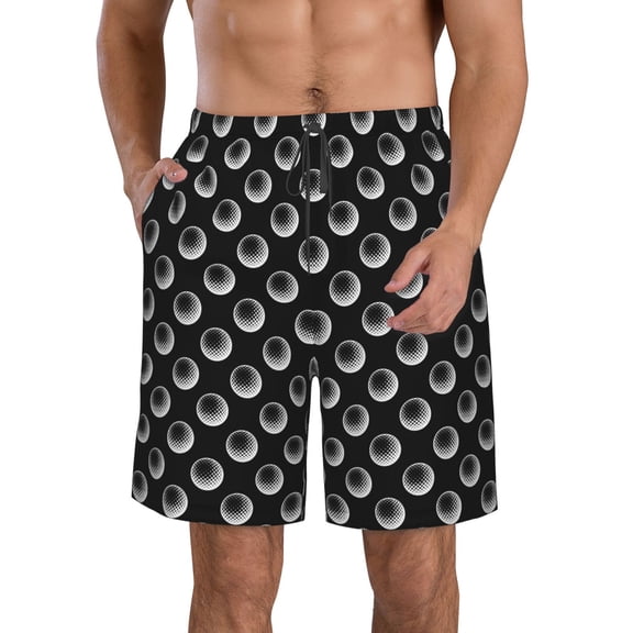 Kdxio Golf Balls Pattern Mens Casual Shorts - Drawstring Summer Beach Sports Shorts for Men