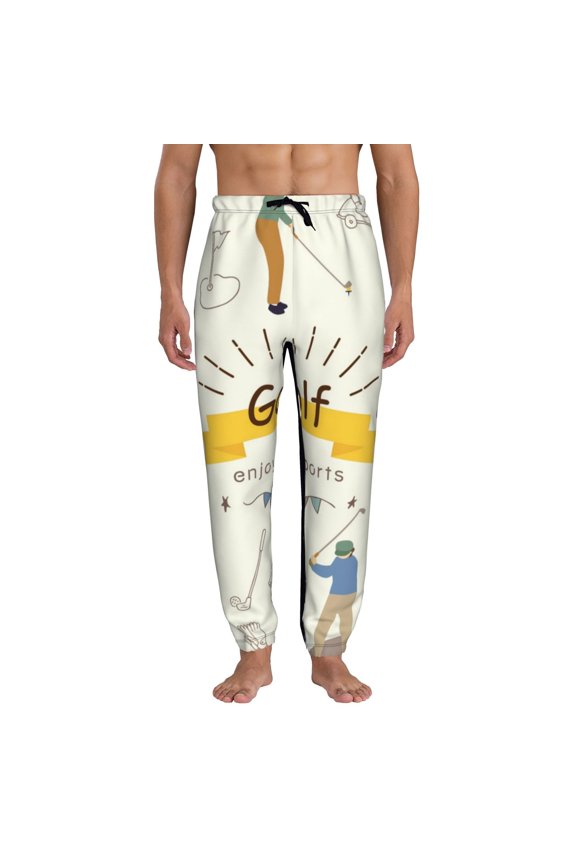 Golf Icons And Golfer Pattern Joggers,Sweatpants for Men with Pockets-Large