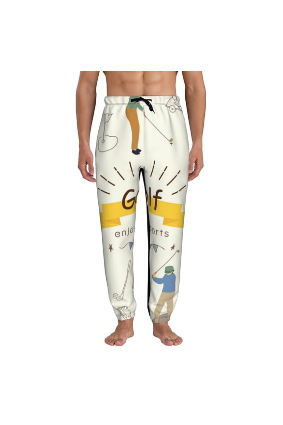 Golf Icons And Golfer Pattern Joggers,Sweatpants for Men with Pockets-Small