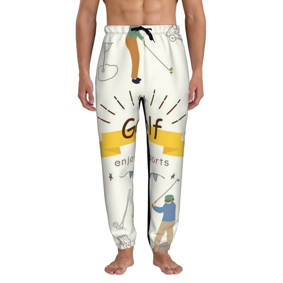 Kdxio Golf Icons And Golfer Pattern Joggers,Sweatpants for Men with Pockets-X-Large