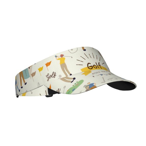 Kdxio Golf Icons And Golfer Print Sun Visor Hat Golf Visor Adjustable Velcro Outdoor Sports Cap for Men Women