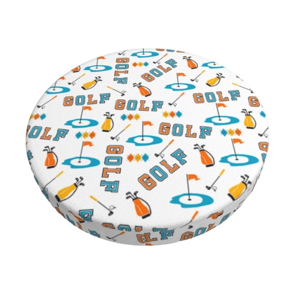 Kdxio Golfing Clubhouse Stool Covers Round,Stretch Round Bar Stool Covers Washable Bar Stool Cushion Slipcover for 12-15 Inch Chair-12 inch