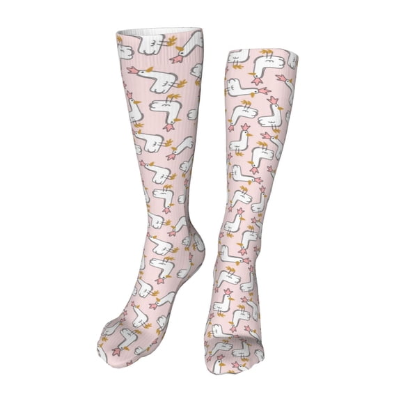 Kdxio Goose Queen Funny Silky Novelty Funky Long Knee High Socks Soft 3D Print Cosplay Crazy Stockings for Men Women