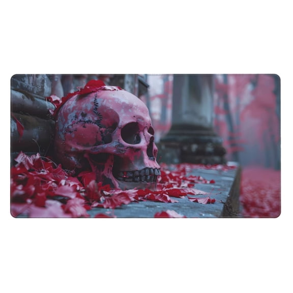 Kdxio Gothic Red Skull Cemetery Print Large Gaming Mouse Pad,Non-Slip Base,Water Resist Keyboard Pad for Gamer,Office & Home,29.5 x 15.8 in
