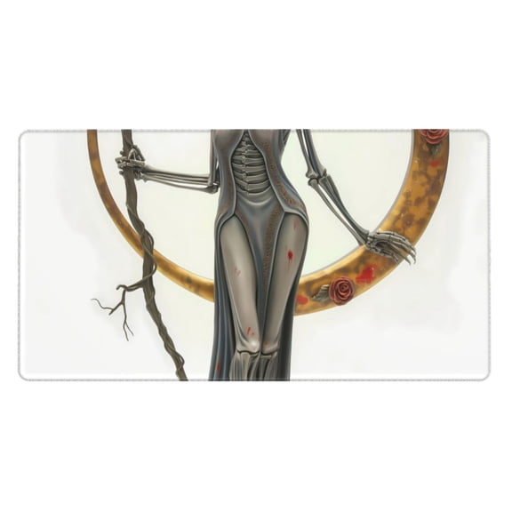 Kdxio Gothic Skeleton With Roses Print Large Gaming Mouse Pad,Non-Slip Base,Water Resist Keyboard Pad for Gamer,Office & Home,29.5 x 15.8 in