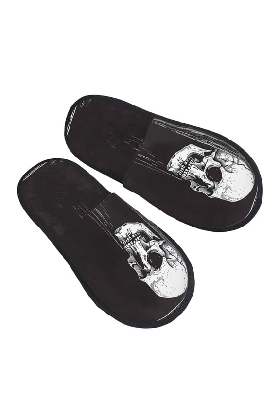 Gothic Skull Drape Pattern Slippers for Women Memory Foam Fuzzy House Slippers Bedroom Non-slip Warm Womens Slippers