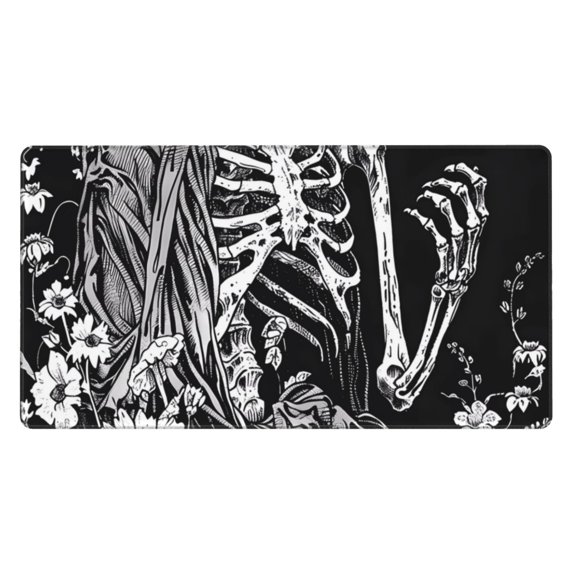 Kdxio Gothic Skull Floral Art Print Large Gaming Mouse Pad,Non-Slip Base,Water Resist Keyboard Pad for Gamer,Office & Home,29.5 x 15.8 in