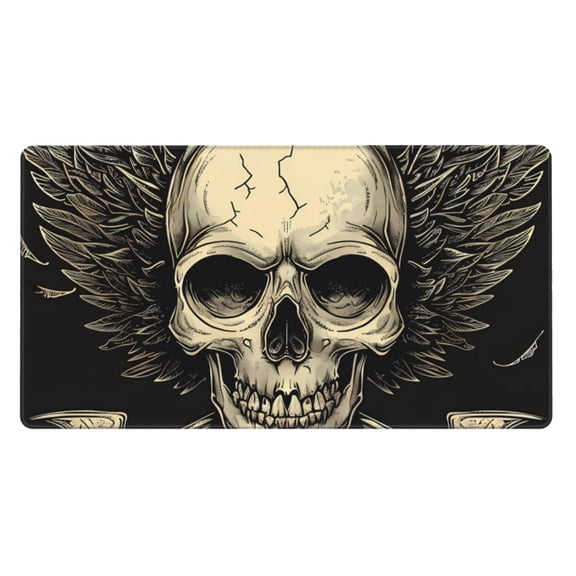 Kdxio Gothic Winged Skull Print Large Gaming Mouse Pad,Non-Slip Base,Water Resist Keyboard Pad for Gamer,Office & Home,29.5 x 15.8 in