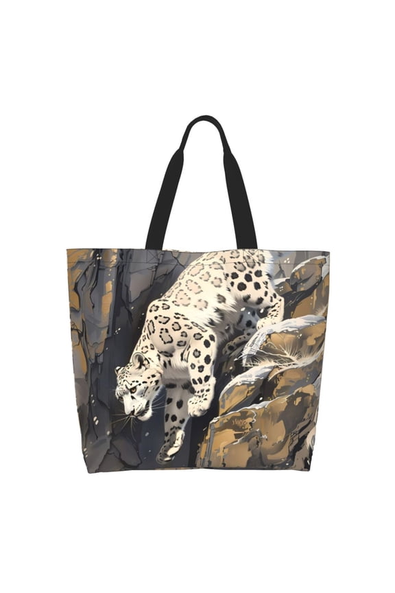 Graceful Snow Leopard Casual Tote Bags Women Big Capacity Shoulder Bag for Women Travel Shoulder Bags Handbags
