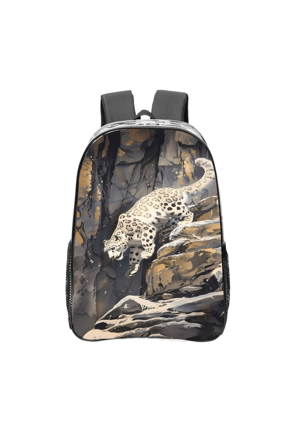 Graceful Snow Leopard Clear Backpack, Transparent Bookbag for School for Women Men, Capacity Clear Bag for College, Travel