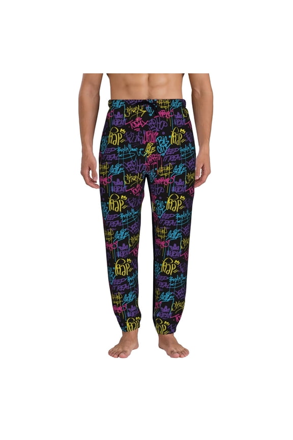 Graffiti Art Pattern Joggers,Sweatpants for Men with Pockets-Large