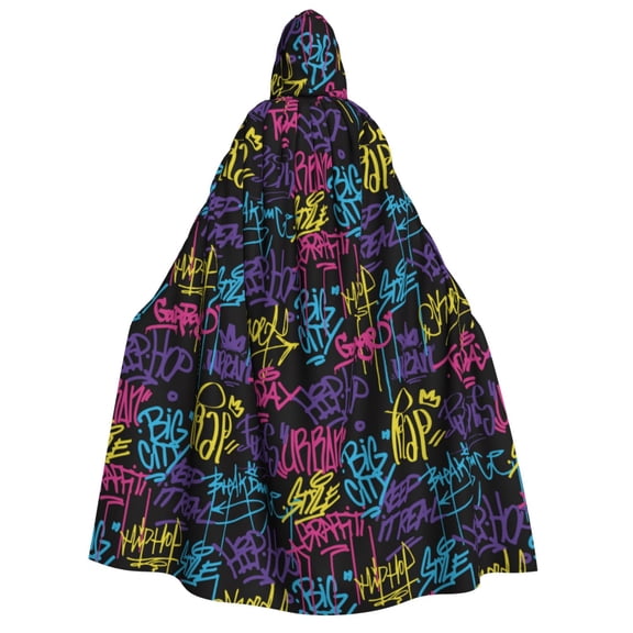 Kdxio Graffiti Art Print Hooded Cloak Unisex Cloak with Hood Halloween Christmas Cape Cosplay Costume