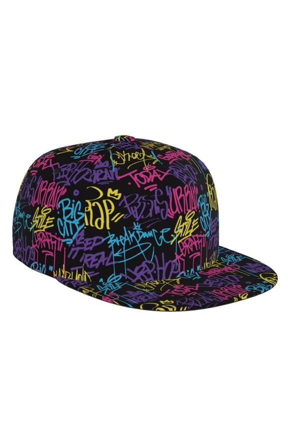 Graffiti Art Print Snapback Hat for Men Women,Adjustable Baseball Cap