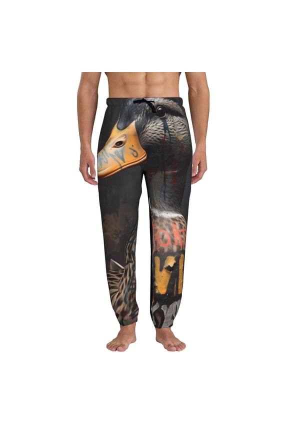 Graffiti Cool Duck Pattern Joggers,Sweatpants for Men with Pockets-Small