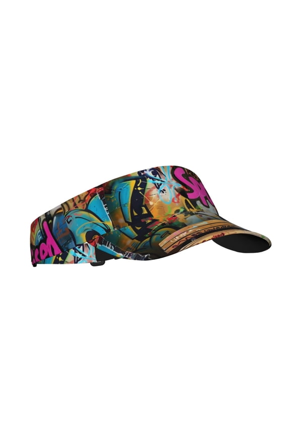 Graffiti Lamp Urban Scene Print Sun Visor Hat Golf Visor Adjustable Velcro Outdoor Sports Cap for Men Women