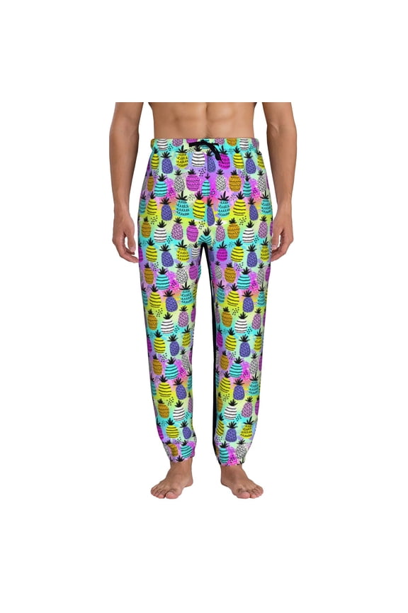 Graffiti Pineapples Pattern Joggers,Sweatpants for Men with Pockets-3X-Large