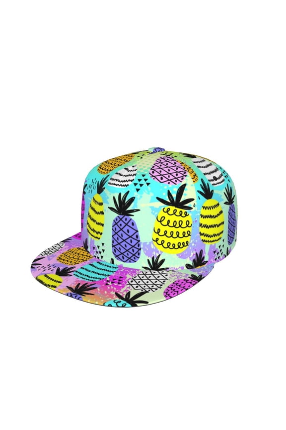 Graffiti Pineapples Print Snapback Hat for Men Women,Adjustable Baseball Cap