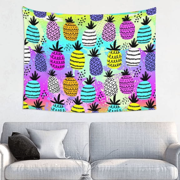 Kdxio Graffiti Pineapples Wall Hanging Tapestries Banner For Bedroom College Dorm Home Living Room Party Decor 29X37 In