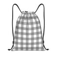 thumbnail image 1 of Kdxio Gray Checkboard Print Drawstring Backpack Bag,Waterproof Draw String Back Sack, Gym Drawstring Bags Swim Bag For Unisex, 1 of 9