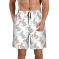 thumbnail image 1 of Kdxio Gray Rabbit Pattern Mens Casual Shorts - Drawstring Summer Beach Sports Shorts for Men, 1 of 9