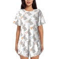 thumbnail image 1 of Kdxio Gray Rabbit Print Pajamas Sets for Women Short-Sleeved Pjs with Lounge Shorts Two Piece Sleepwear S-4XL, 1 of 9