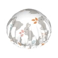 thumbnail image 1 of Kdxio Gray Rabbit Print Shower Cap for Women,Elastic and Reusable,Double Waterproof Layers Bathing Hat, 1 of 9
