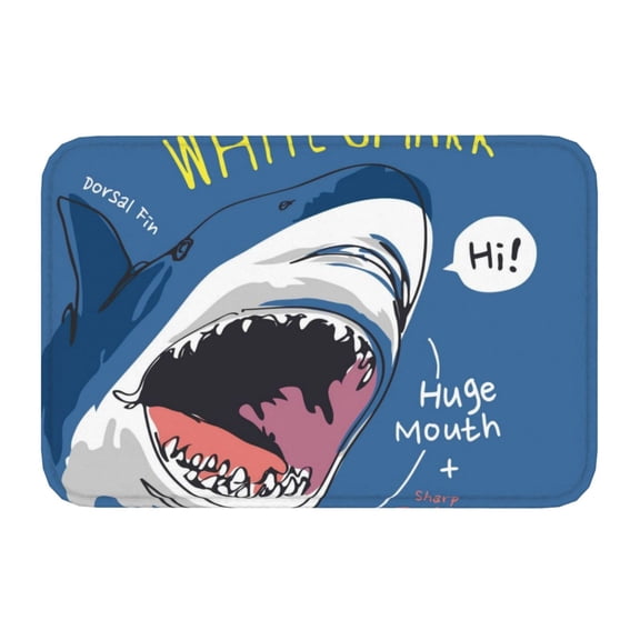 Kdxio Great White Shark,16" x 24", Non-Slip Front Door Mats,Outdoor Welcome Mat Washable