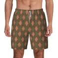 thumbnail image 1 of Kdxio Green And Pink Squares Print Men'S Swim Trunks With Compression Liner 7 Inch Inseam Quick Dry Swim Shorts, 1 of 7
