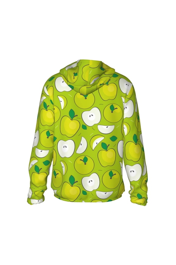 Green Apple Print Women Men Sun Protection UPF 50+ Jackets Zip Up Long Sleeve Hoodie Hiking Lightweight with Pockets