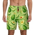 thumbnail image 1 of Kdxio Green Avocado Print Men's Swim Trunks with Compression Liner 7 Inch Inseam Quick Dry Swim Shorts, 1 of 5
