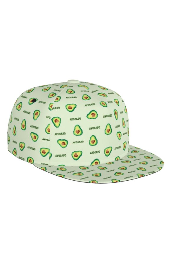 Green Avocado Print Snapback Hat for Men Women,Adjustable Baseball Cap