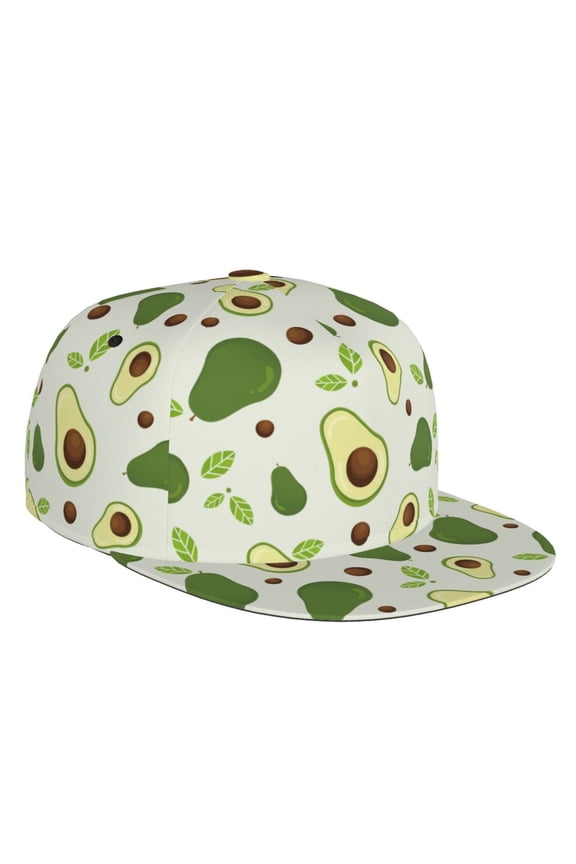 Green Avocado Print Snapback Hat for Men Women,Adjustable Baseball Cap