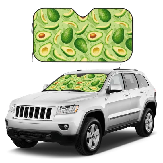 Kdxio Green Avocado Print Windshield Sun Shade, Foldable Sun Blocker for Car,Truck,SUV Automotive Interior Sun Protection,Reflective Shade for Front Windshield(Small)