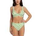 thumbnail image 1 of Kdxio Green Avocado Print Women's 2 Piece High Waisted Wrap Spaghetti Strap Summer Swimsuit Bikini Set-Medium, 1 of 7