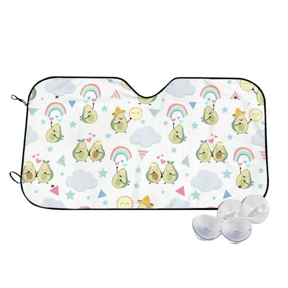 Kdxio Green Blue Avocado Print Windshield Sun Shade,UV Rays and Sun Heat Protection,Sunshade for Car Windshield,Car Shade Front Windshield - Small