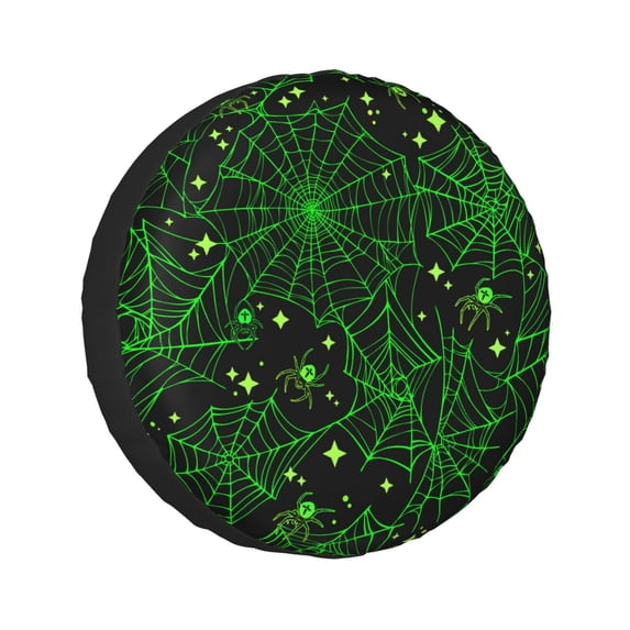 Kdxio Green Bright Web with Spiders for Tire Cover Wheel Protectors Tyre Covers Weatherproof Wheel Covers Universal Fit for Trailer Rv SUV Truck Camper Travel Trailers 14 inch