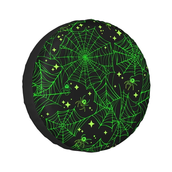 Kdxio Green Bright Web with Spiders for Tire Cover Wheel Protectors Tyre Covers Weatherproof Wheel Covers Universal Fit for Trailer Rv SUV Truck Camper Travel Trailers 17 inch