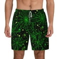 thumbnail image 1 of Kdxio Green Bright Web With Spiders Print Men'S Swim Trunks With Compression Liner 7 Inch Inseam Quick Dry Swim Shorts, 1 of 7