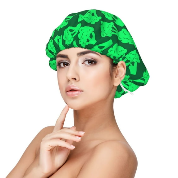 Kdxio Green Broccoli Pattern Satin Bonnet Silk Bonnet Hair Bonnet for Sleeping Hair Bonnets for Women Curly Natural Hair