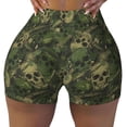thumbnail image 1 of Kdxio Green Camouflage Skull Print Workout Shorts for Women Seamless Soft Smooth Gym Yoga Scrunch Active Shorts, 1 of 5