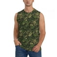 thumbnail image 1 of Kdxio Green Camouflage Skull for Men's Muscle T-shirt,Sleeveless for Workout Running Athletic Gym Lounge Casual, 1 of 5