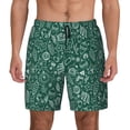 thumbnail image 1 of Kdxio Green Christmas Print Men's Swim Trunks with Compression Liner 7 Inch Inseam Quick Dry Swim Shorts, 1 of 7