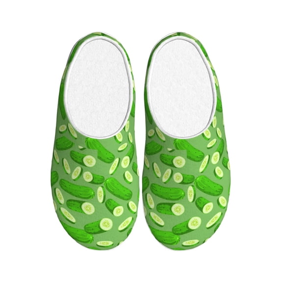 Kdxio Green Cucumber Women's Men's Slippers Plush Slip-On House Slipper for Winter Indoor Soft Cushion Non-slip Fluffy Slides Slippers-37/38