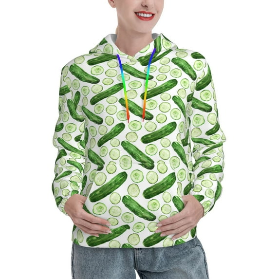 Kdxio Green Cucumber1 Print Womens Oversized Hoodies Sweatshirts Hooded Pullover Tops Sweaters Casual-XX-Large