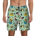 Kdxio Green Cute Avocado Print Men's Swim Trunks with Compression Liner