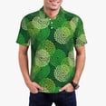 thumbnail image 1 of Kdxio Green Flower Print Men's Short Sleeve Polo Shirt,Midweight Men's Shirt-Small, 1 of 5